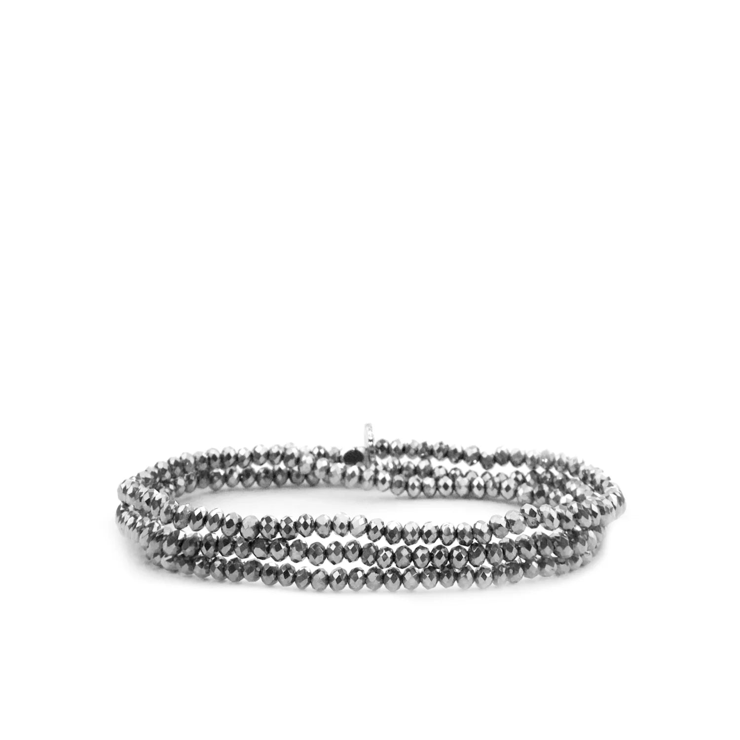 Crystal Beaded Stretch Bracelet - Silver