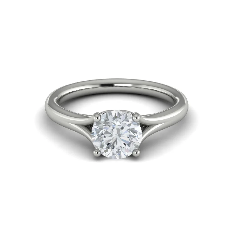 Solitaire Split Shoulder Engagement Ring in 14K White Gold