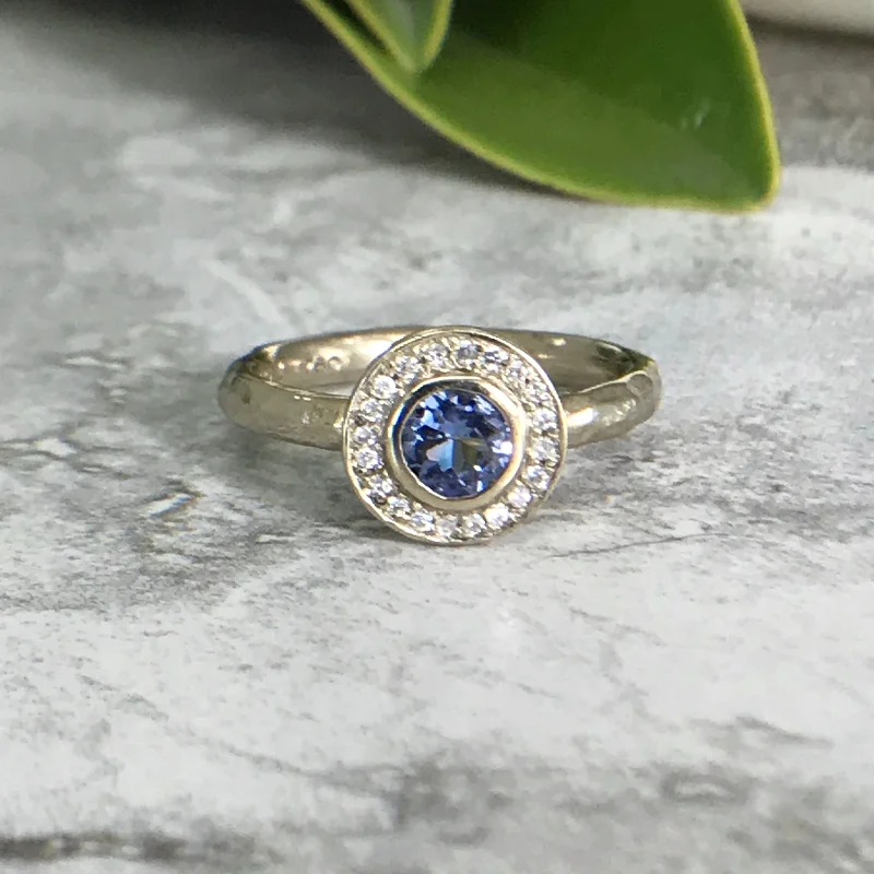 Tanzanite Halo Ring