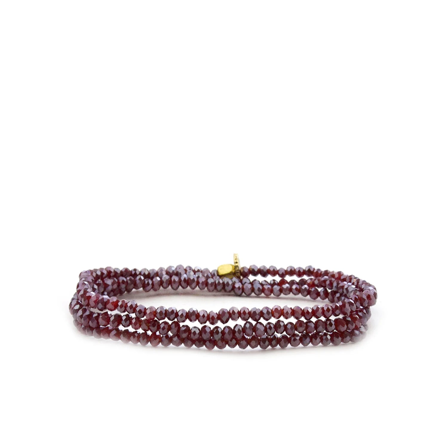 Crystal Beaded Stretch Bracelet - Wine